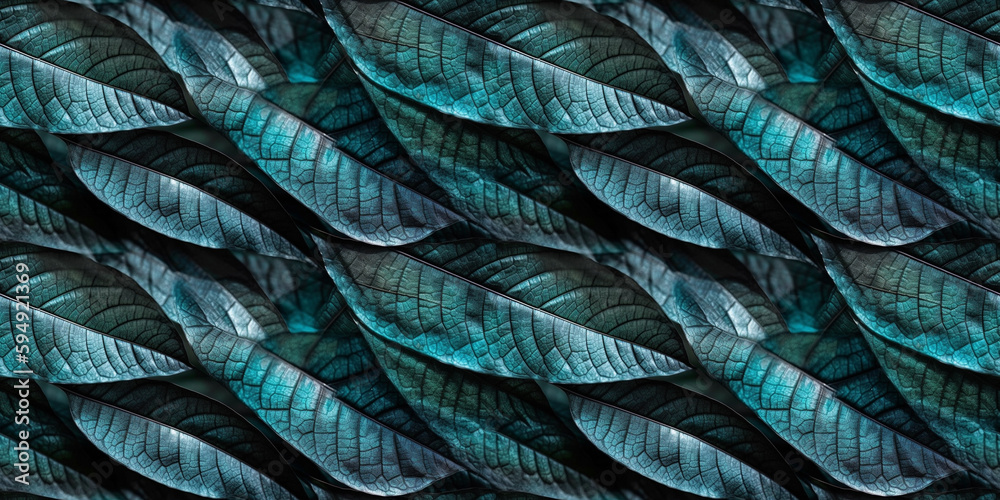 Macro texture of beautiful leaves in blue tones. AI generative illustration. Macro texture of beautiful leaves in blue tones. AI generative illustration.