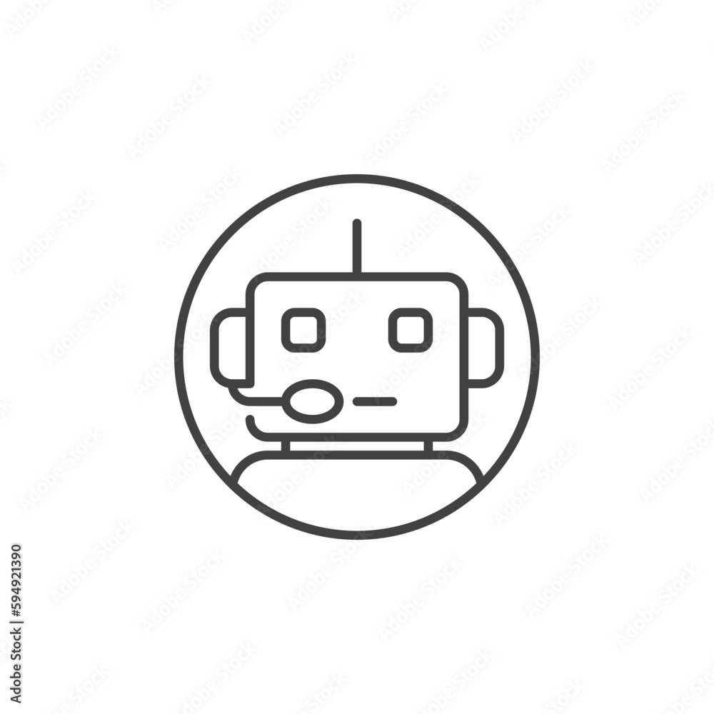 Chatbot Robot Circle vector concept line icon or sign Chatbot Robot Circle vector concept line icon or sign