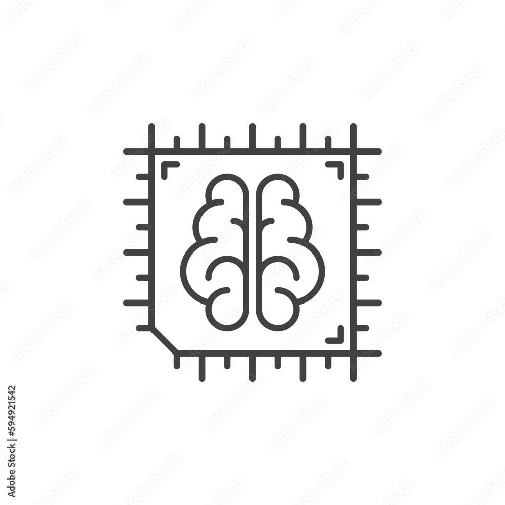 AI CPU vector Artificial Intelligence Processor or Chip concept line icon or sign AI CPU vector Artificial Intelligence Processor or Chip concept line icon or sign