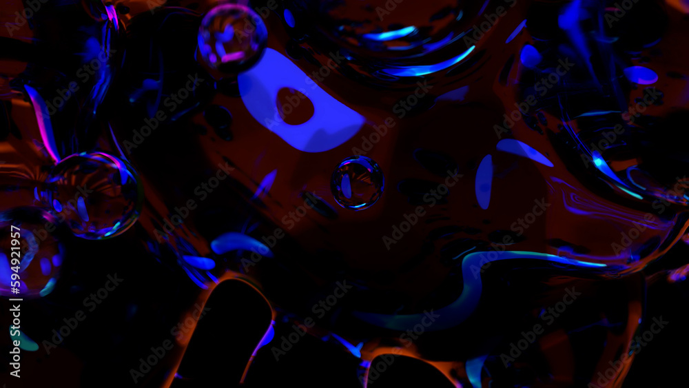 colorful transpicuous diamond spheres on dark background - abstract 3D rendering - obrazy, fototapety, plakaty 