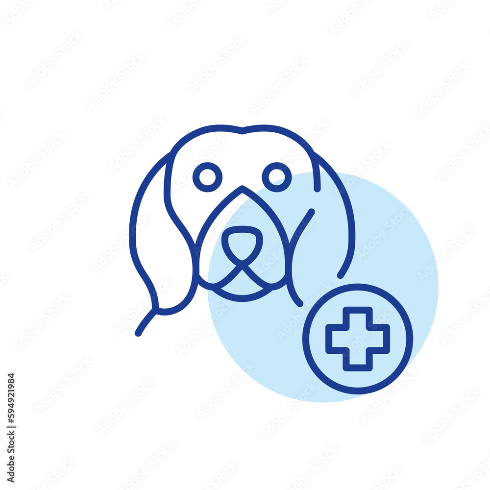 Medical assistance service dog. Pixel perfect, editable stroke line design icon