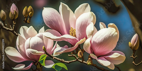 Beautiful magnolia flowers in spring - Generative AI