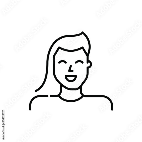 Happy trans person transitioning from male to female gender. Crossdressing, gender reassignment. Pixel perfect, editable stroke icon