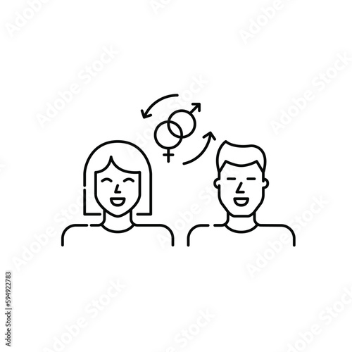 Gender transition. Social, legal or physical process. Pixel perfect, editable stroke line icon