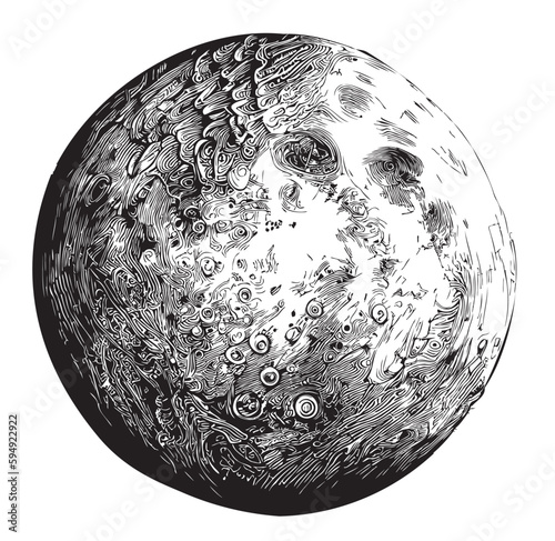 Mercury planet hand drawn sketch illustration Space