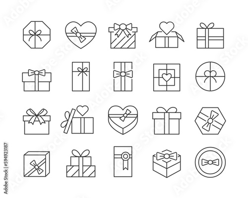 Gift Box Icons - Vector Line. Editable Stroke.