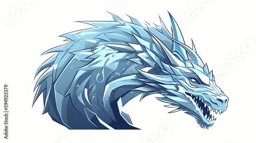 Ice Dragon Vector Icon on White Background - generative ai