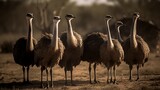 A group of ostrich standing on the field. Created using generative AI.