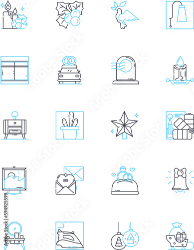 Visual details linear icons set. Textures, Colors, Patterns, Symmetry, Contrast, Harmony, Balance line vector and concept signs. Dots,Lines,Edges outline illustrations
