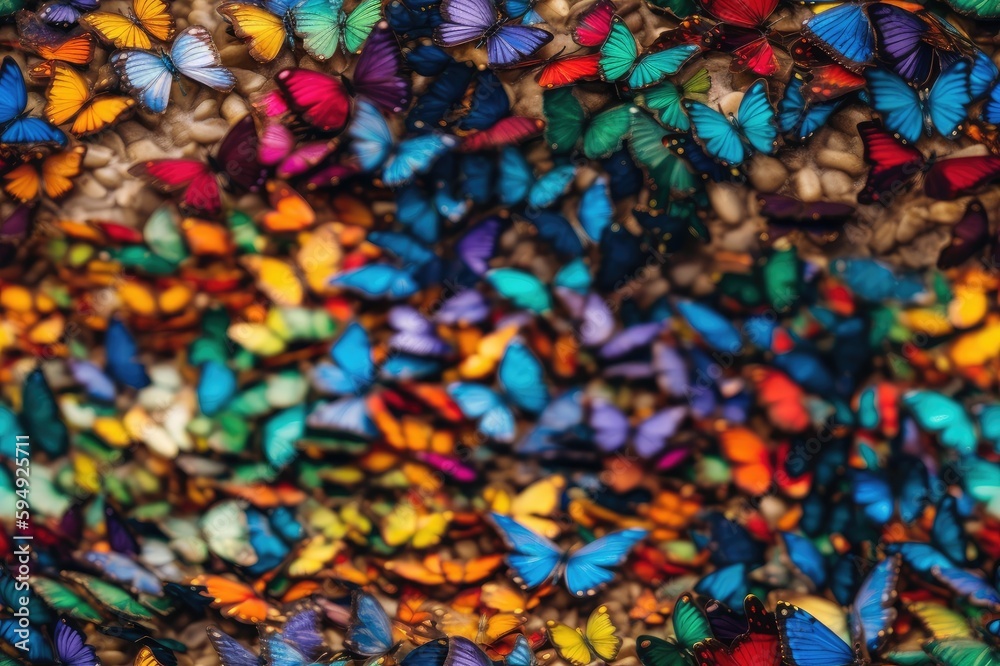 Fototapeta premium Butterflies Butterfly Seamless Repeating Repeatable Texture Pattern Tiled Tessellation Background Image