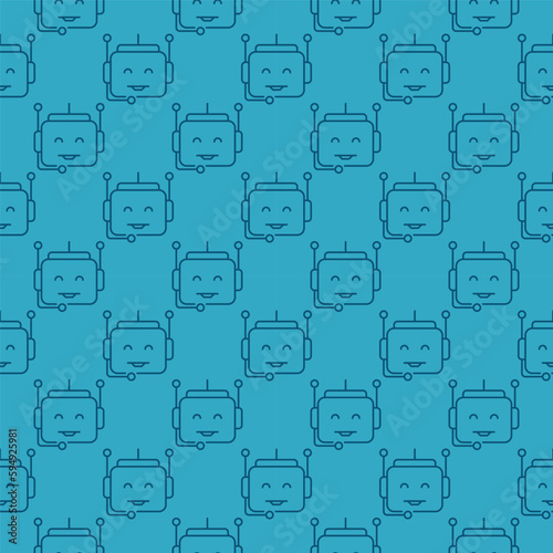 Chatbot Robot Head vector concept outline seamless pattern