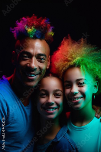 Colorful Joy: A Vibrant Collection of People Celebrating Life in Rainbow Hues, Enhanced by Generative AI Art, Including Children and Pets, Generative AI, Generativ, KI © Dennis Hoppe
