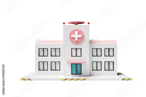 3d hospital building icon isolated. 3d render illustration