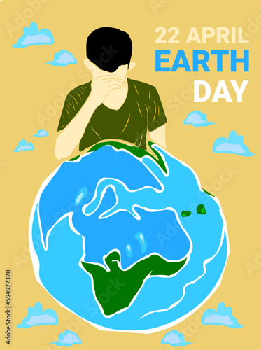 Cry for the earth condition. Earth day.