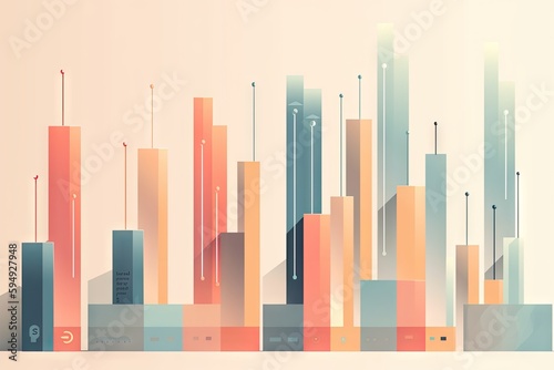 column of upward-trending bar charts  each representing different category or metric  created with generative ai