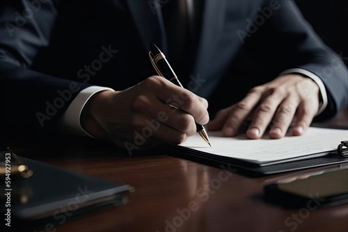 Close up, businessman signing business deal contract
