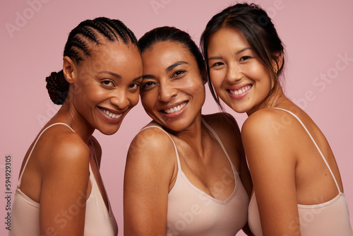 Multiracial females with different pigmentation