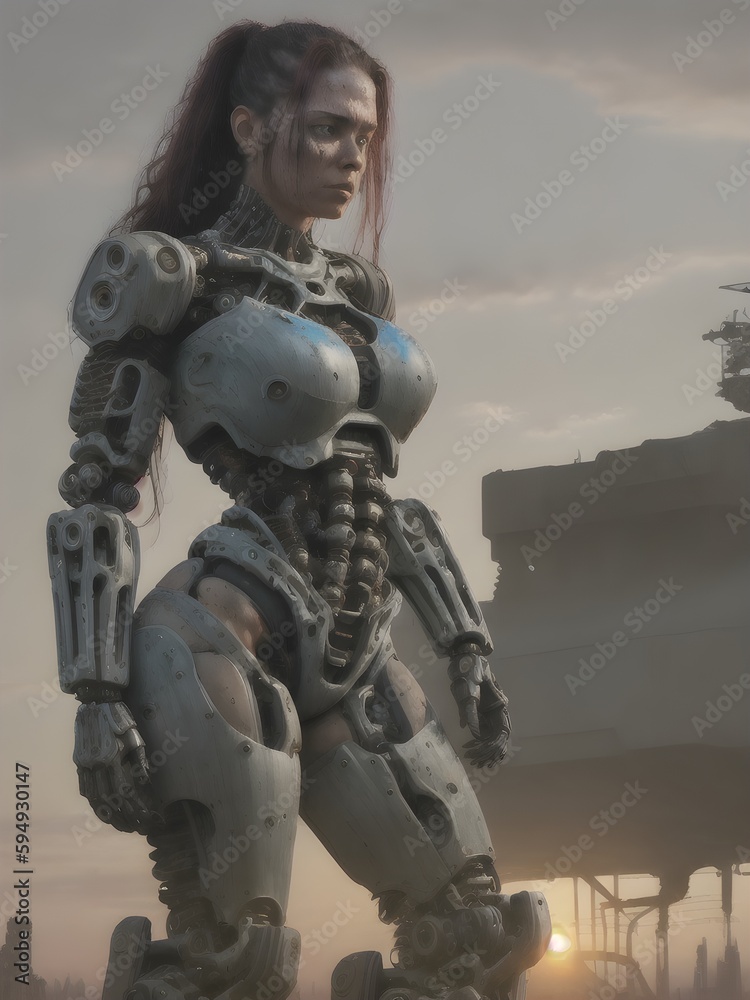 Naklejka premium Cyberpunk - Warrior - Character