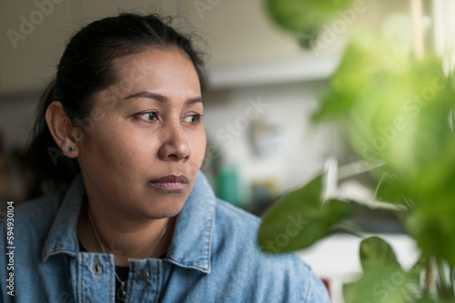 Portrait of sad woman contemplating