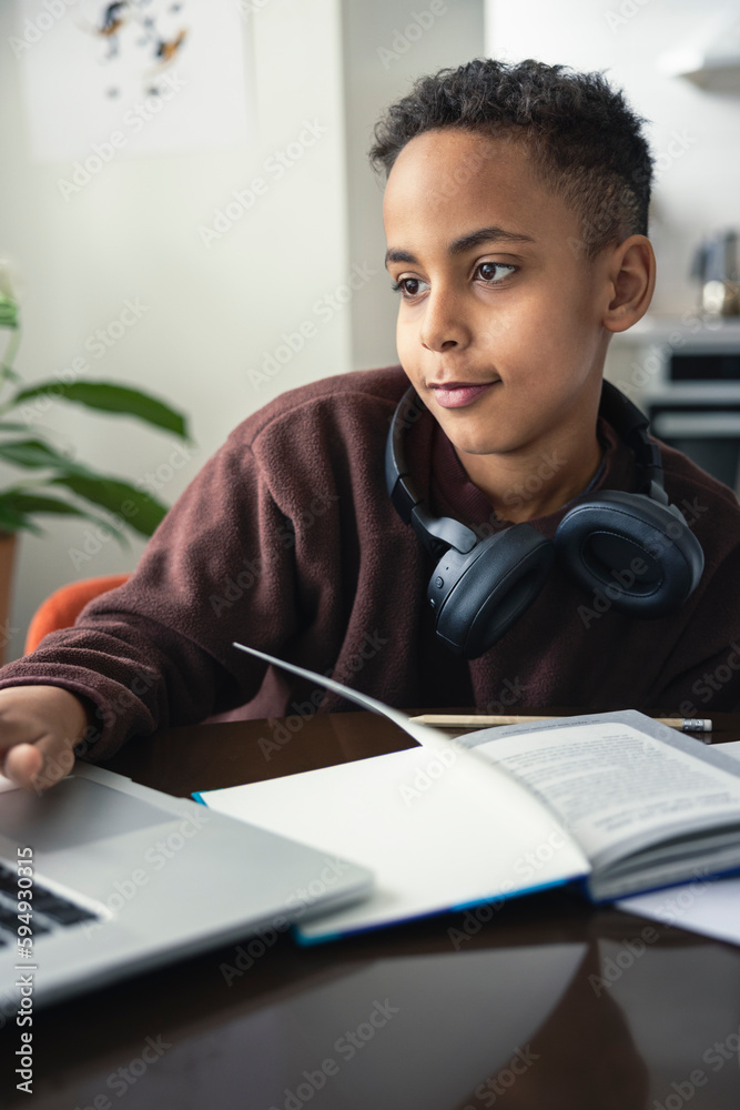 Boy doing homework at home