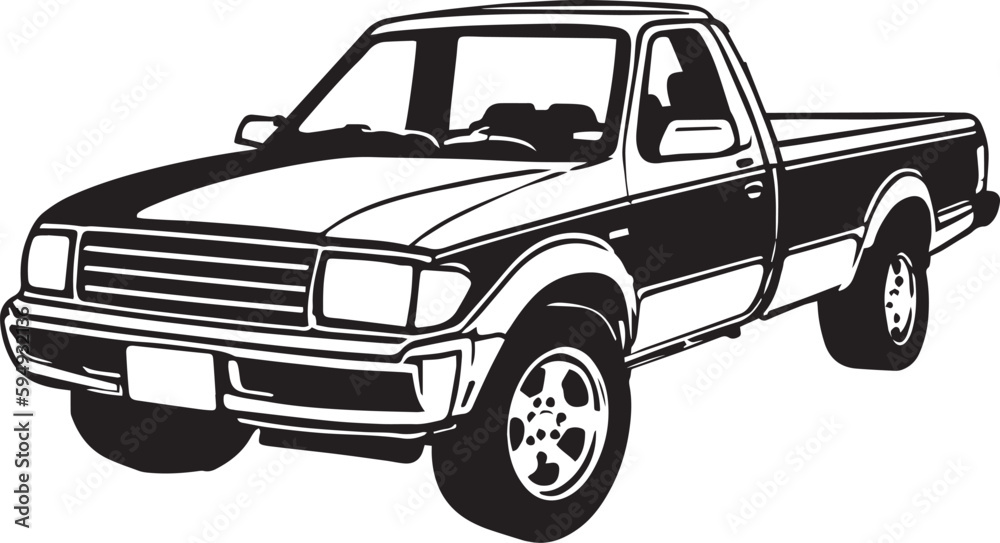 Classic Truck 90s, Muscle car, Classic car, Stencil, Silhouette, Vector Clip Art - Truck 4x4 Off Road 
