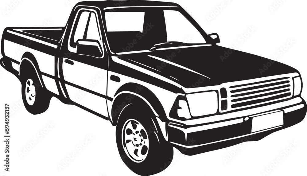 Classic Truck 90s, Muscle car, Classic car, Stencil, Silhouette, Vector Clip Art - Truck 4x4 Off Road 