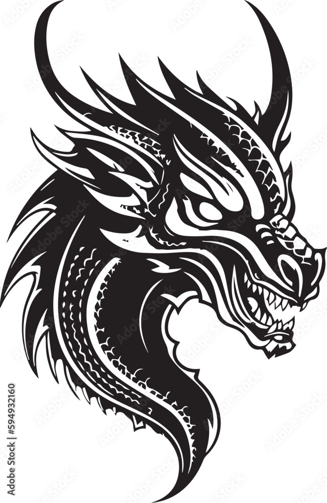 Dragon head vector illustration, SVG