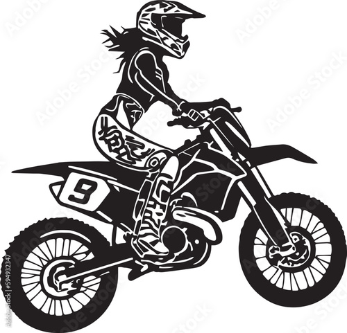 Woman on a bike, Woman on a motorcycle vector illustration,SVG