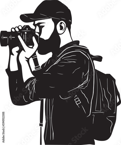 Photographer takes pictures, Photographer logo, Vector illustration, SVG
