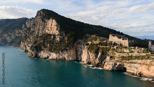 view of the Byron Cave in Portovenere by drone