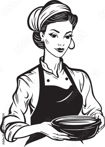 Woman chef, woman cooking Vector Illustration, SVG