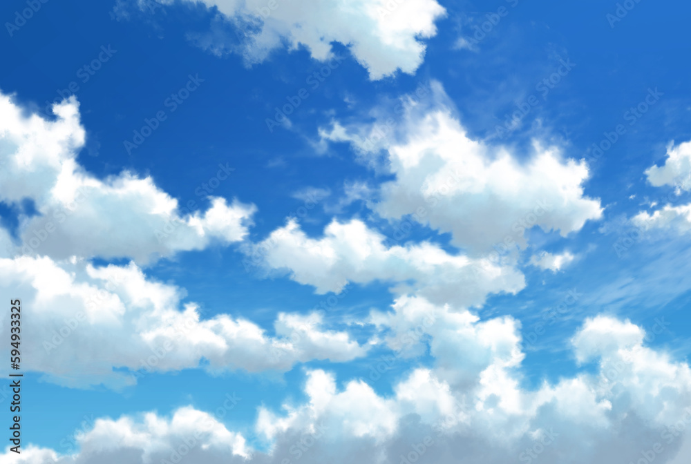 Fototapeta premium 青空と雲 背景イラスト