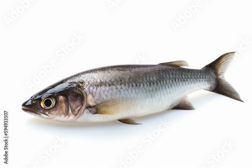 fish rich in omega 3 fatty acids and iodine, fresh herring, isolated on white. Generative AI © Artur