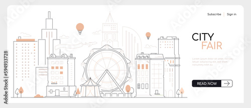 City fair - modern thin line design style vector banner