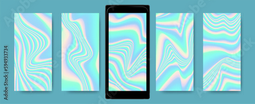 Colorful holographic background collection for mobile screensaver.