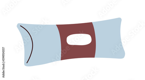 Closed cardboard box, paper pack for small pie. Takeaway snack package, delivery wrapping for baked fast food. Carton container for dessert. Flat vector illustration isolated on white background