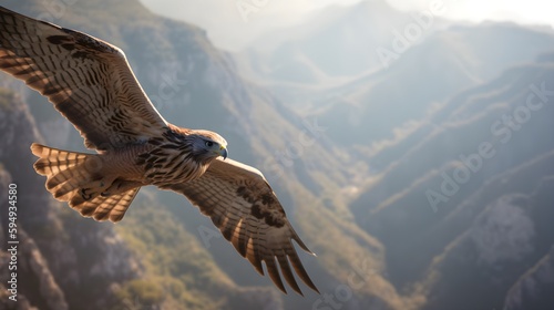 hawk soaring high above photo