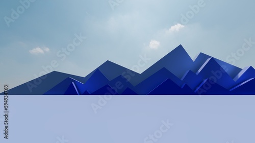 3d render geometric pattern of blue mountains silhouette abstract landscape background © Annuitti