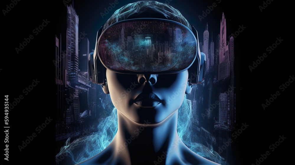 In a Virtual City with VR set (Generative AI) In a Virtual City with VR set (Generative AI)