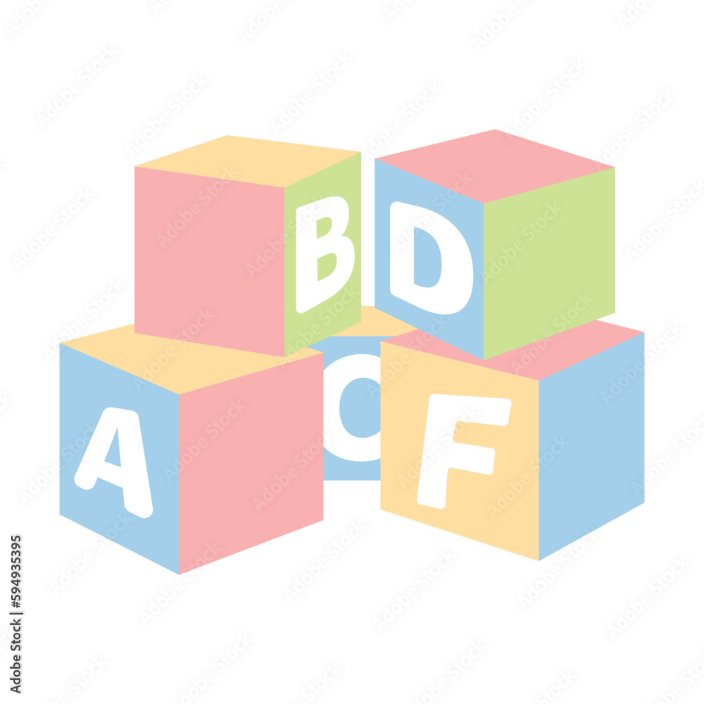 Vector cartoon image of children's cubes. The concept of parenting and caring for a child. Add elegant elements to your design. Vector cartoon image of children's cubes. The concept of parenting and caring for a child. Add elegant elements to your design.