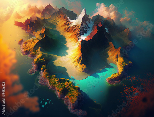 Autumn Mountain Peaks in a Generative AI Dreamscape © Henry Saint John