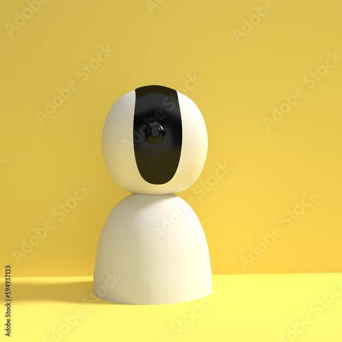 modern Cctv white with good quality recording, spying and spying, with 3d render concept photo