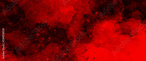Red watercolor ombre leaks and splashes texture on red watercolor paper background, abstract watercolor hand painted background, vintage red or pink paper designs.