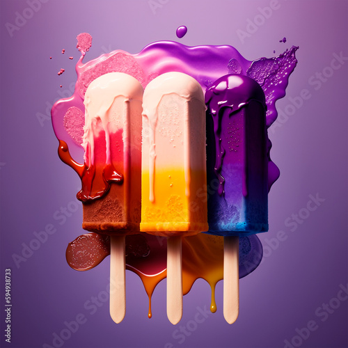 Obraz na płótnie generated with AI: melting ice lollies, summer w salonie