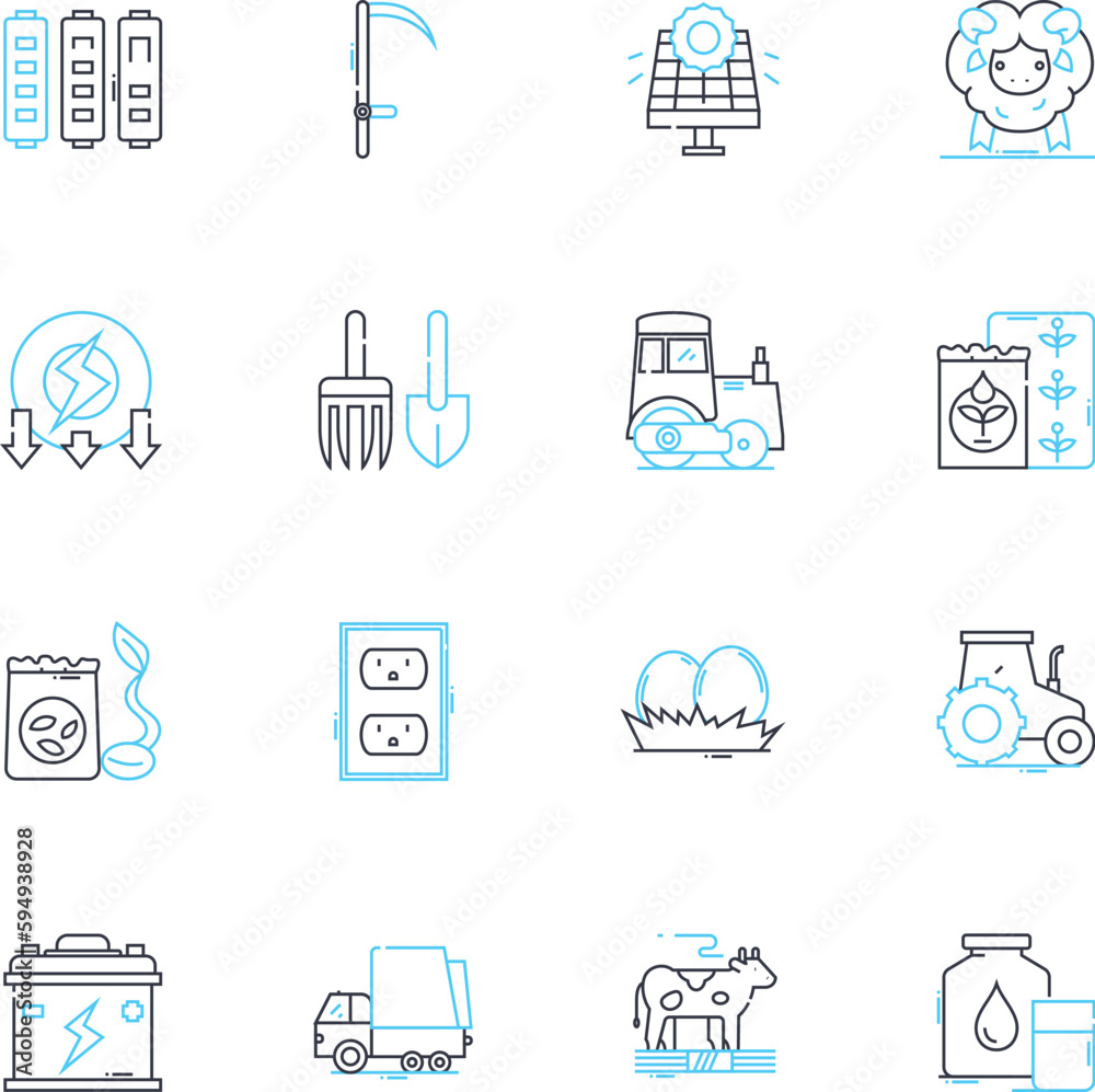 Fototapeta premium Harvest festival linear icons set. Cornucopia, Bounty, Gratitude, Celebrate, Harvest, Tradition, Abundance line vector and concept signs. Feast,Reap,Agriculture outline illustrations