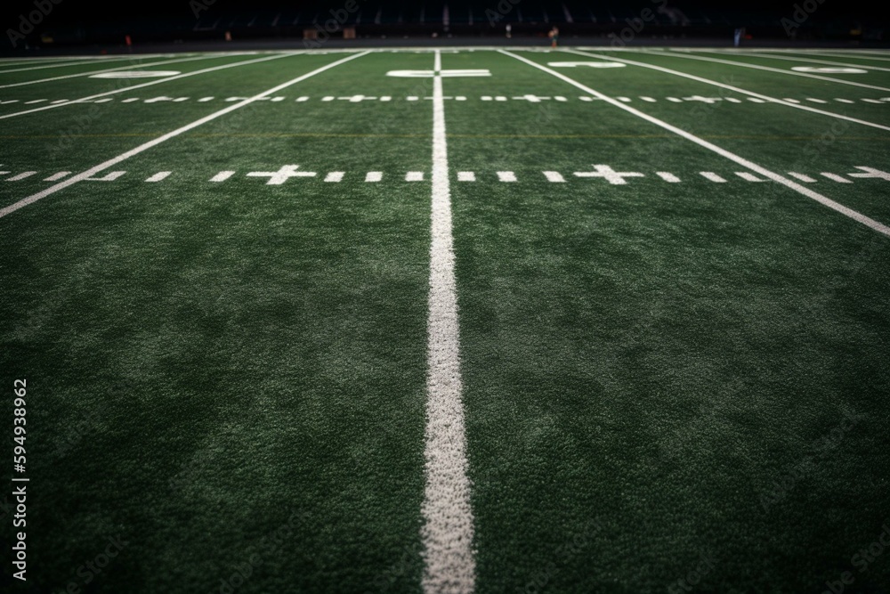 yard line on an american football field, symbolizing the big game. Generative AI