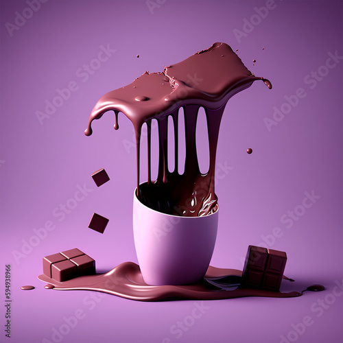 Obraz na płótnie generated with AI: Chocolate day, melting with a cup of coffee w salonie