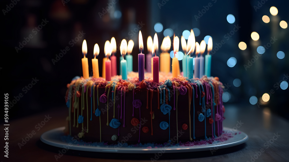 birthday cake with candles Stock Illustration | Adobe Stock