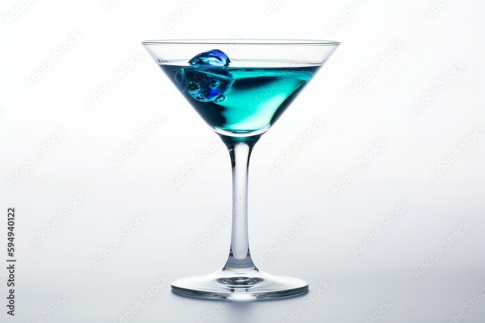 blue martini cocktail on White background. Generative AI