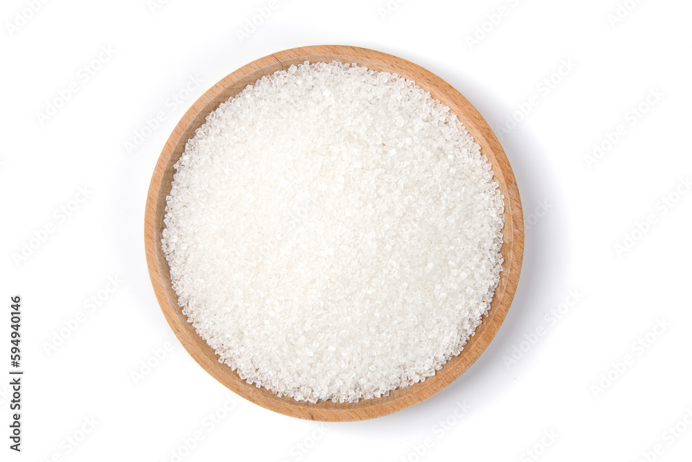 with sugar in plate isolated on white background with sugar in plate isolated on white background